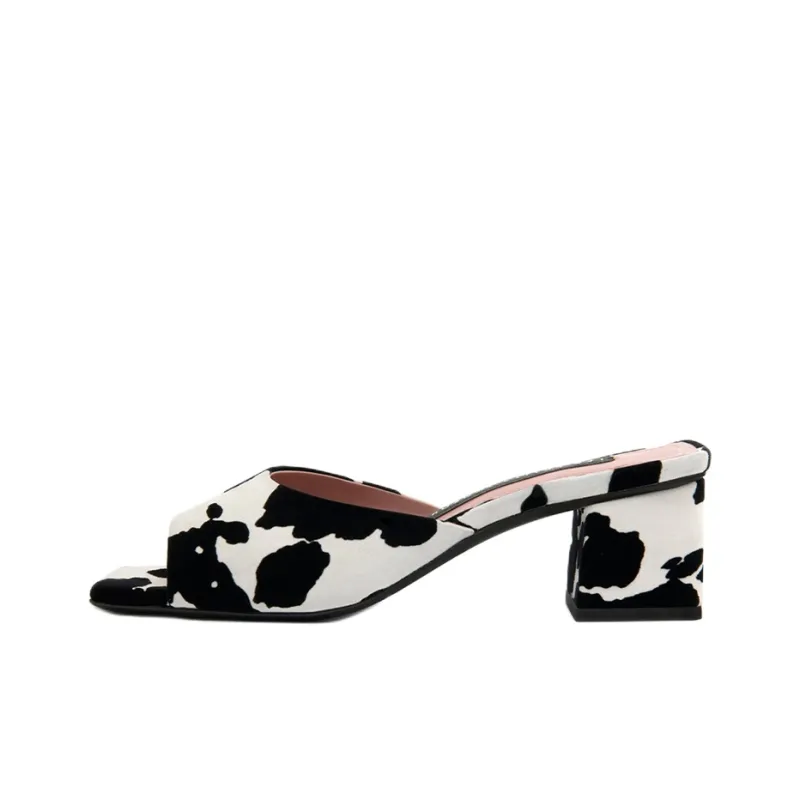 Les Petits Joueurs Abrasion-Resistant Slide Slippers Women's Black White-0
