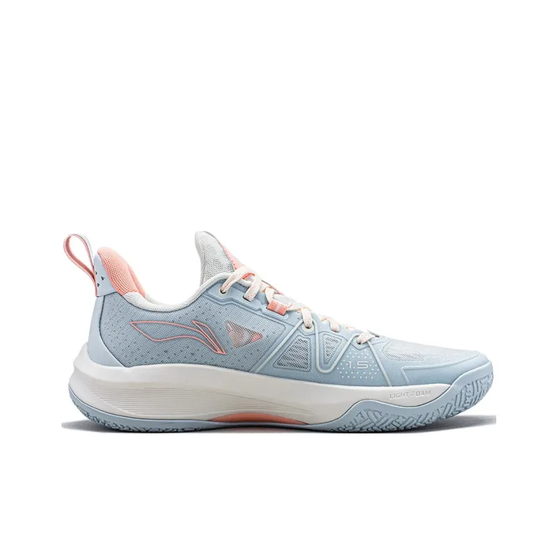 LiNing Speed 1.5 Cushioning Abrasion Resistant Breathable Rebound Low Top Basketball Shoes Men's Blue Pink-1