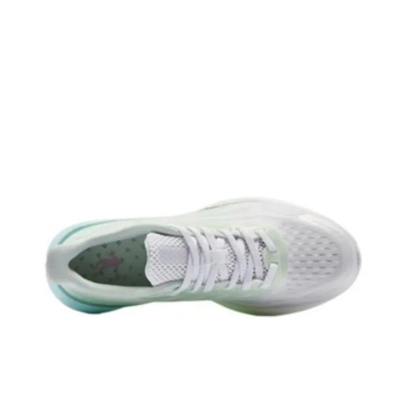 QIAODAN Flying Shadow Team1.0 Anti Slip Wear Resistant Low Top Running Shoes Women's White Green-3