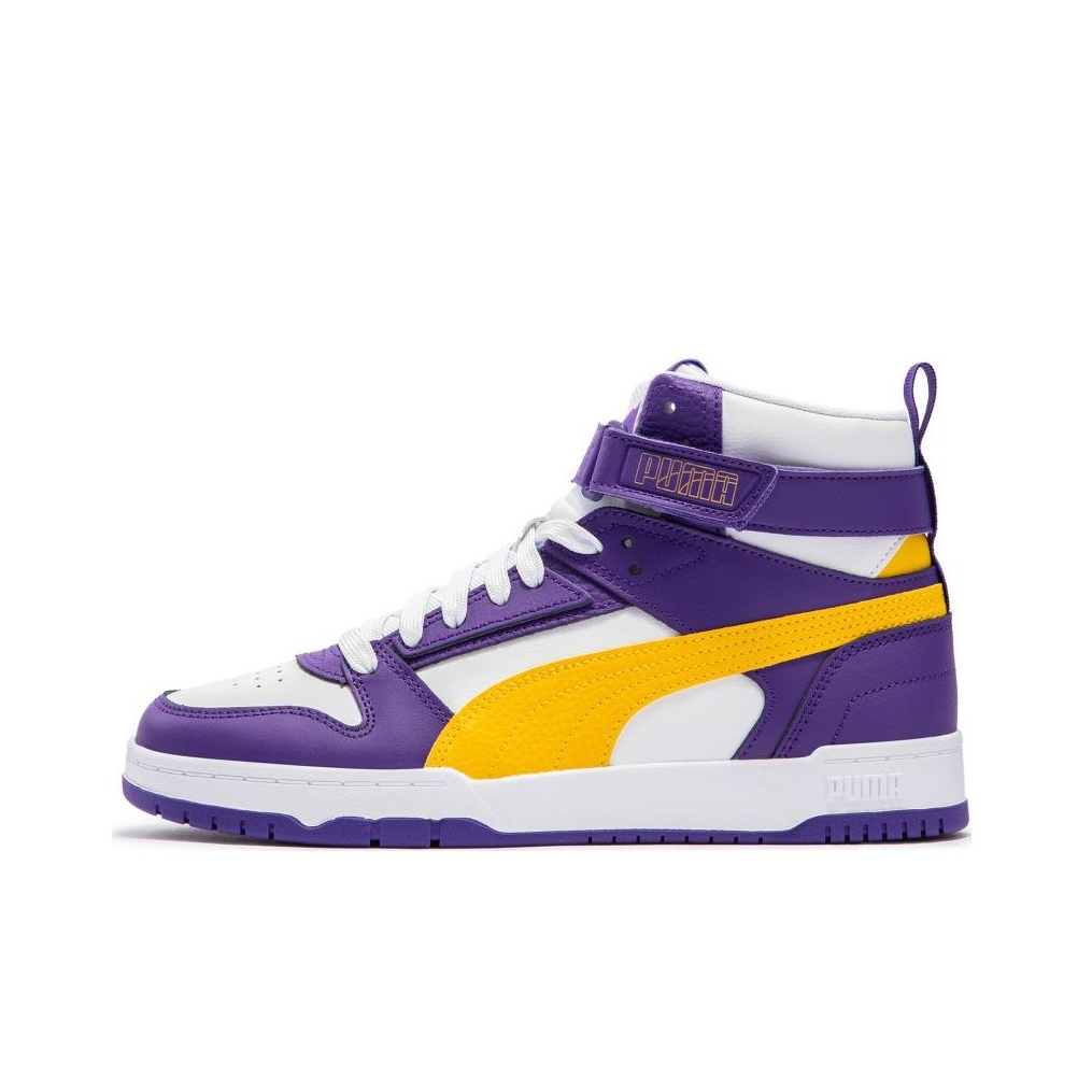 puma Chalk RBD Game Skateboard Shoes Unisex High Top White Purple Yellow POIZON