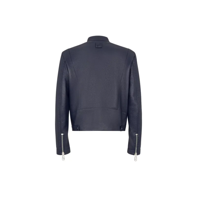 FENDI Leather Jacket Men's Blue-1