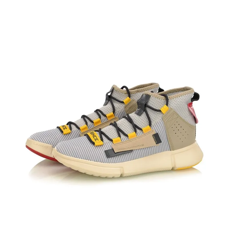 LINING Essence 2 Vintage Basketball Shoes Men High Top Gray/Yellow-2