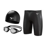 Plano Three-Piece Set[Mid-Length Swim Shorts+Swimming Cap+Swim Goggles]
