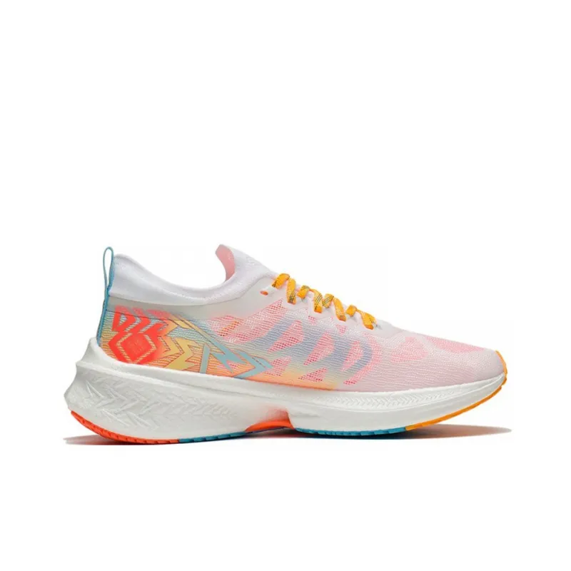 LiNing Cushioning, Slip Resistant, Abrasion Resistant, Breathable, Rebound Low Top Running Shoes Men's White Pink Blue-1