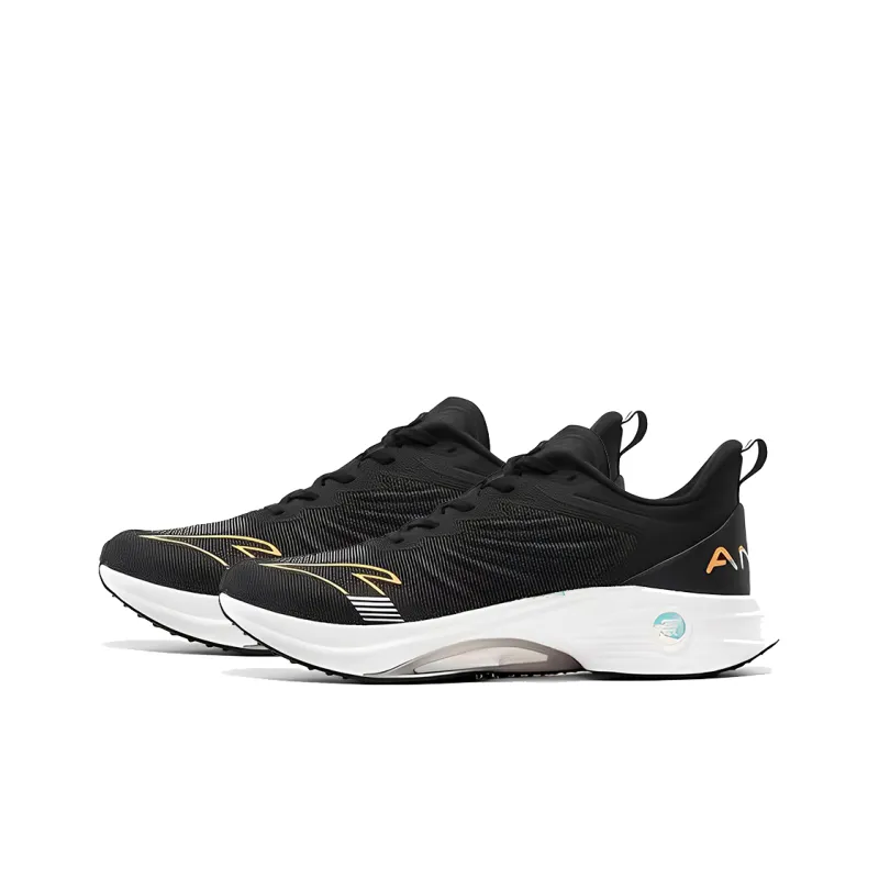 Anta MACH 3.0 Shock Absorbers With Slip Resistant Features Low Top Running Shoes Men's Black Yellow-2