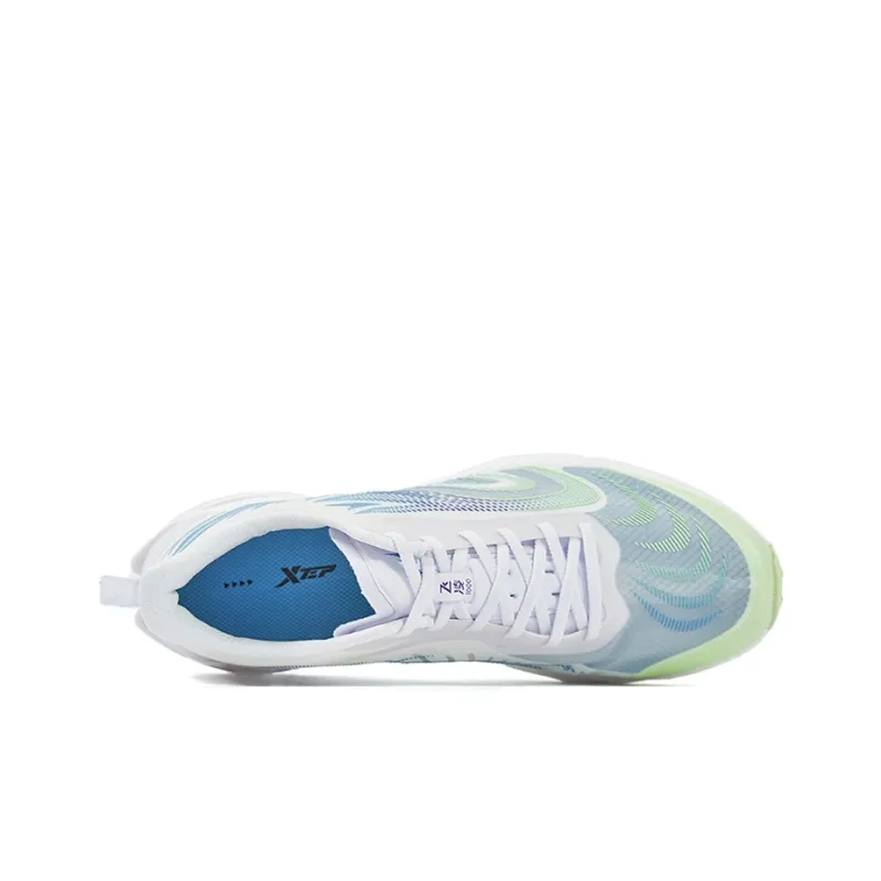 XTEP Fei Ling Cushioned Slip Resistant Abrasion Resistant Breathable Low Top Casual Running Shoes Women's White Blue-2