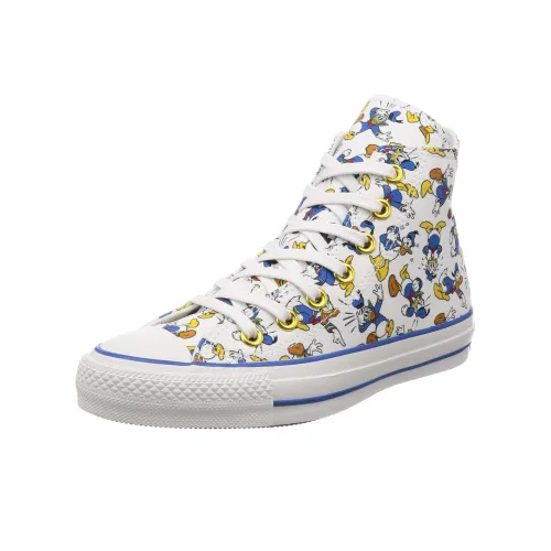 Converse All Star 100 Donald Duck Pt Hi Anti Slip Wear Resistant High Top Canvas Shoes Unisex White Blue
