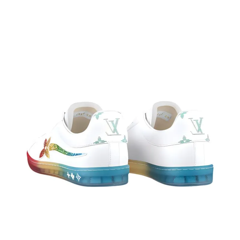 LOUIS VUITTON Luxembourg Samothrace Low Top Stylish Skateboarding Shoes Men's White Multicolor-4