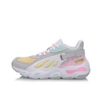 LINING Butterfly Chunky Sneakers Women's Low Top Microcrystalline Gray/Cherry Blossom Pink