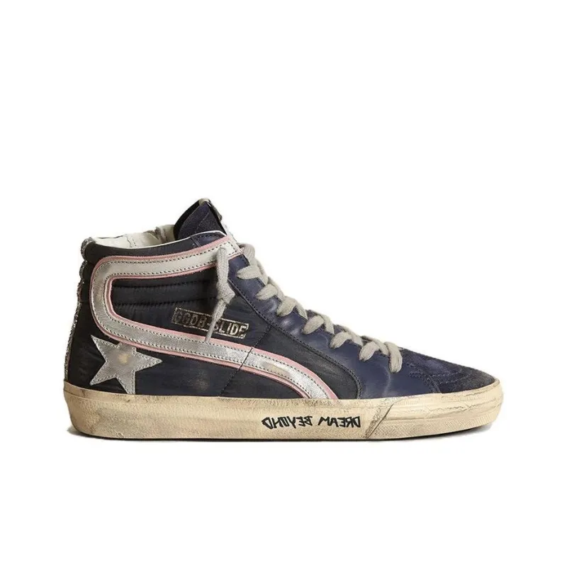 Golden Goose Slide Low-Top Skateboard Shoes Women's Blue Vintage Version-1