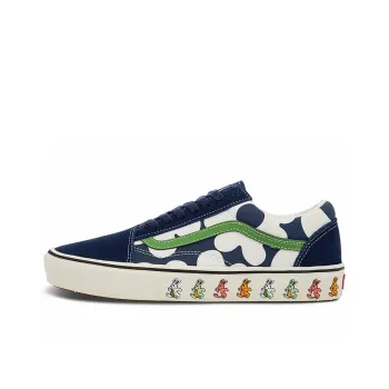 Vans Old Skool Casual Skate Shoes Unisex Blue White Flower Printing 'Blue White Green'