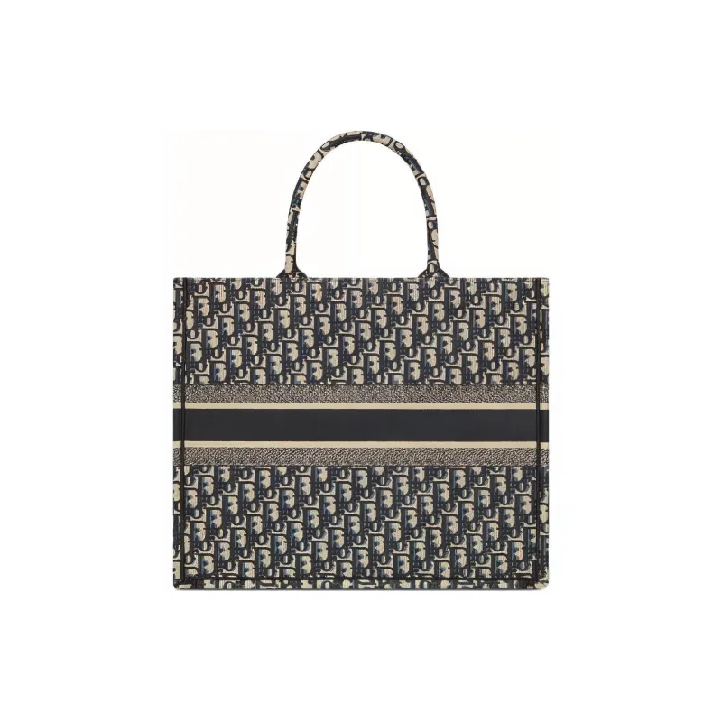 DIOR Canvas Tote Bag, Shopping Bag, Shoulder Bag, Handbag Tubas Women's Beige & Blue-2