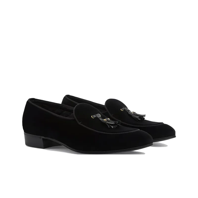 GUCCI Double G-detail Velvet Loafers-2