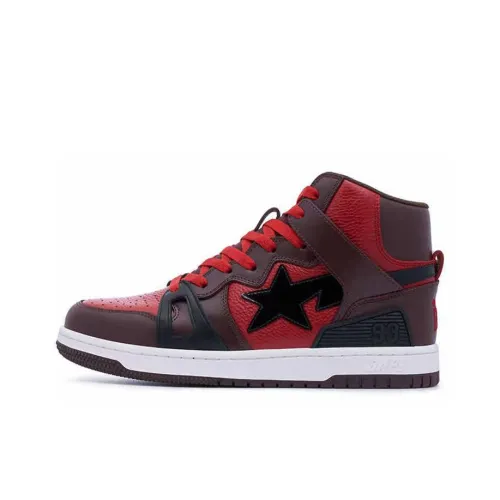 A BATHING APE STA 93 High Skateboard Shoes Men High-Top Red/Brown