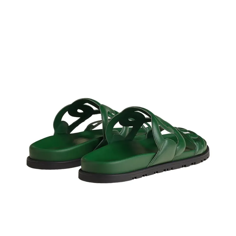 HERMES Extra Stylish Sandals Women's Green-4