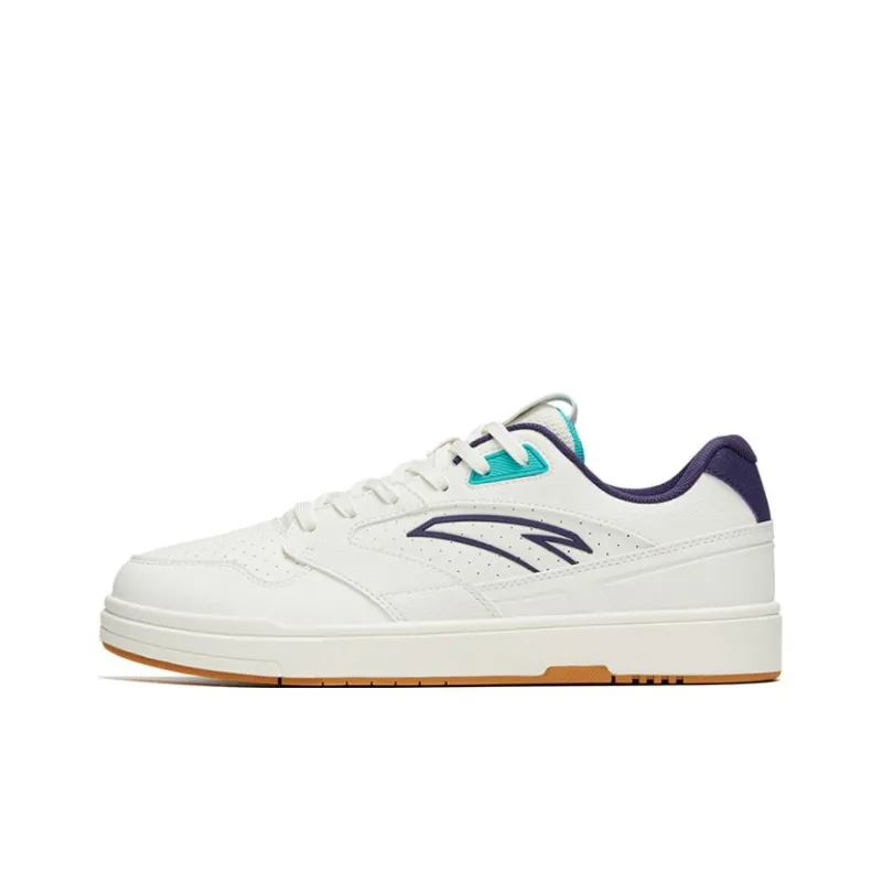 Anta Street Play Series Abrasion Resistant Breathable Low Top Skateboard Shoes White Purple Green-0