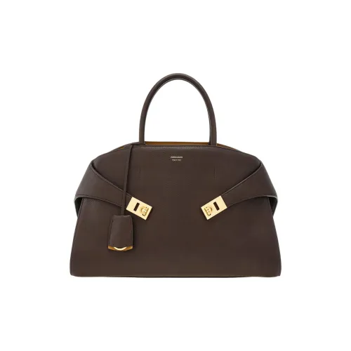 FERRAGAMO Stamped Calfskin Shoulder Bag Crossbody Bag Handbag Medium Size Women's Burnt Ochre