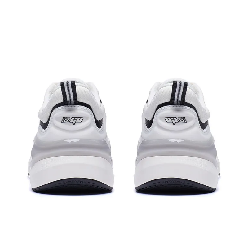 LiNing Cushioned Anti Slip Wear Resistant Breathable Lightweight Low Top Running Shoes Men's White-3