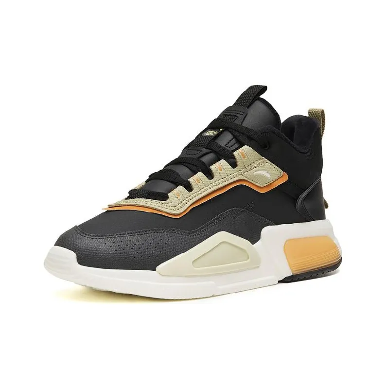 Anta Rubik's Cube 4 Warm And Wear Resistant Mid Top Sports Casual Shoes Black Yellow-1