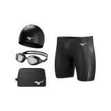 Plano Four-Piece Set[Square Leg Swim Trunks+Swimming Cap+Swim Goggles+Swim Bag]