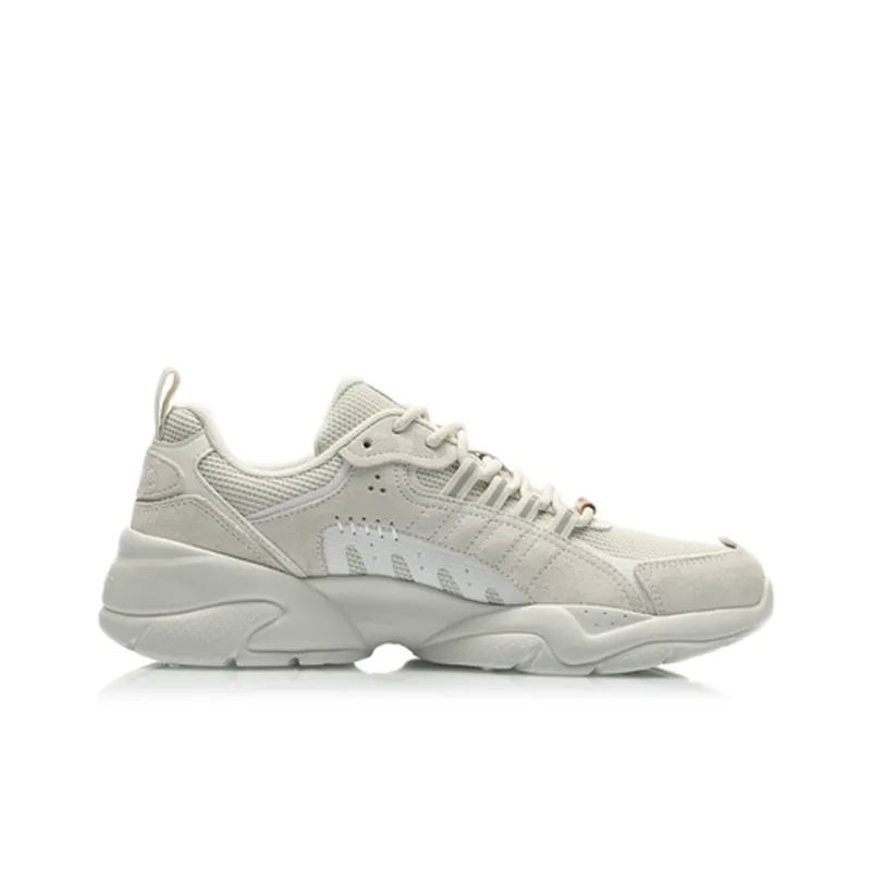 LiNing Moonchaser Cushioned Slip Resistant Abrasion Resistant Low Top Casual Shoes Men's Pearl White-1