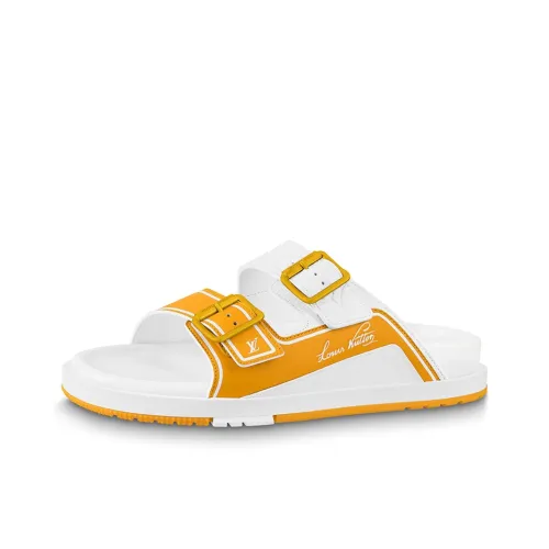 LOUIS VUITTON Trainer Rubber Sole Slide Slippers Men's White Yellow