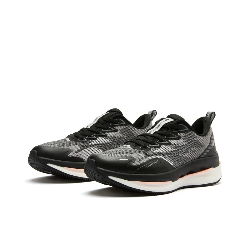 QIAODAN No Fear Cushioning Anti Slip And Wear Resistant Low Top Running Shoes Women's Black White-2