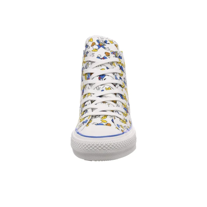 Converse All Star 100 Donald Duck Pt Hi Anti Slip Wear Resistant High Top Canvas Shoes Unisex White Blue-3