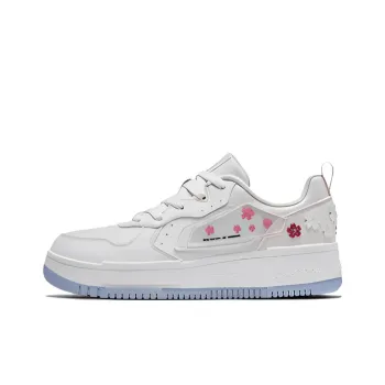 QIAODAN Slip Resistant Cushioning Wear Resistant Low Top Skateboard Shoes Women's White Blue Pink