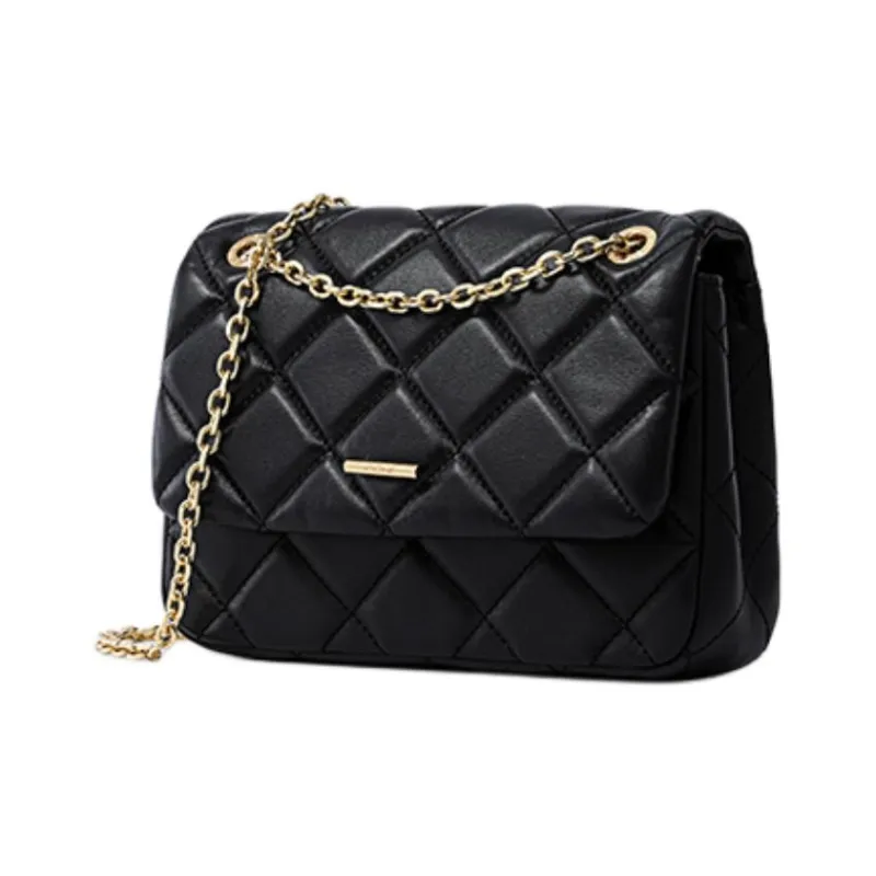 FION Leather & Metal Crossbody Bag Regular Women's Black-1