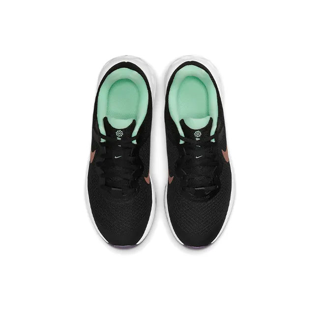 Nike REVOLUTION 6 Cushioning Breathable Lightweight Wear-Resistant Slip-Resistant Low-Top Running Shoes GS Black Gold-3