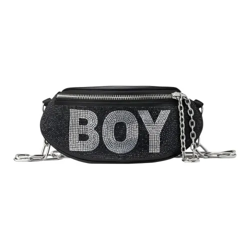 Boy London Artificial Leather Bonded Polyurethane Chain Crossbody Bags Regular Unisex Black