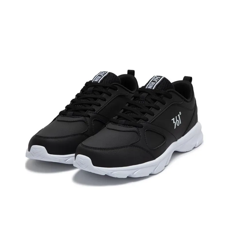 361° Abrasion Resistant Low Top Running Shoes Men's Black White-2
