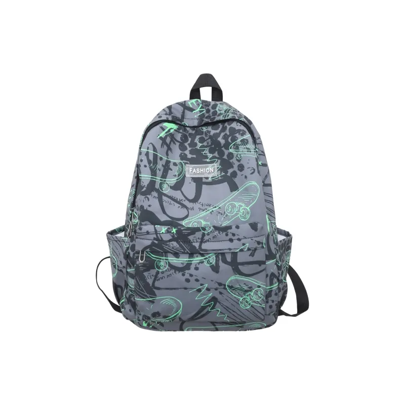 OURFUN Oxford Backpack Unisex White/Orange Red/Yellow/Green-6