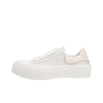 Alexander McQueen Deck Sneakers 'White Pink Glittered' Women's