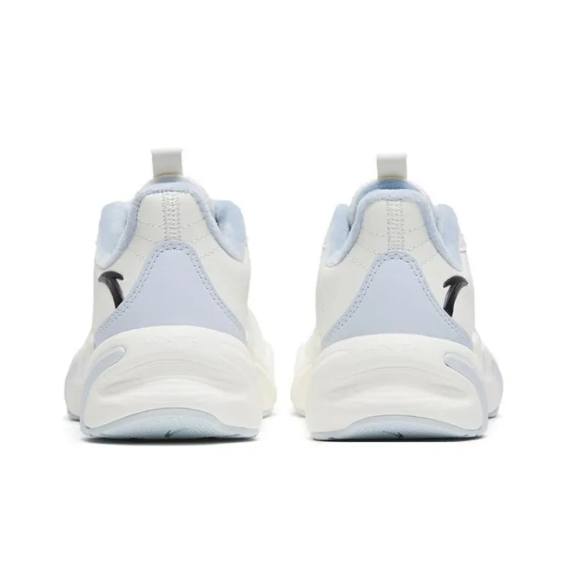 Anta Keep Moving Cushioned Wear Resistant Warm Low Top Running Shoes Women's White Blue-4