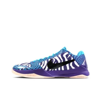 Nike Zoom Kobe 5 Cushioning, Slip Resistant, And Abrasion Resistant Low Top Basketball Shoes Men's White Purple