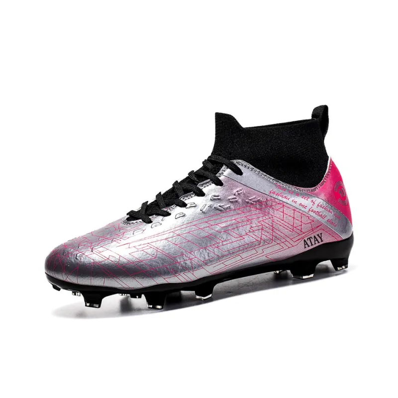 ATAY Anti-Slip Wear-Resistant Soccer Shoes Unisex Silver-1