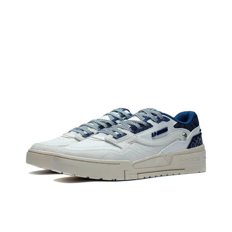 LiNing 001 BTC Prm Abrasion Resistant Breathable Low Top Skateboard Shoes Men's White Blue-2