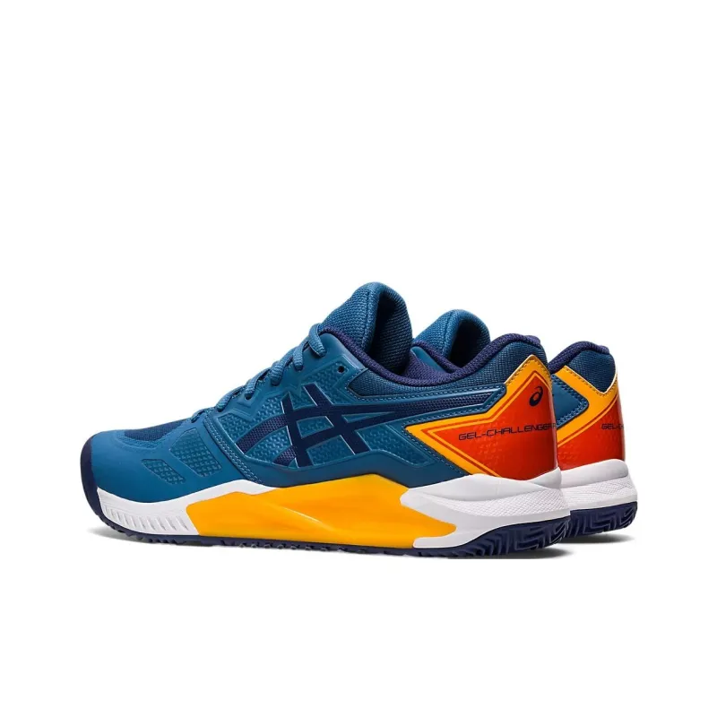 Asics Gel Challenger 13 Abrasion Resistant Breathable Low Top Tennis Shoes Blue Yellow-3