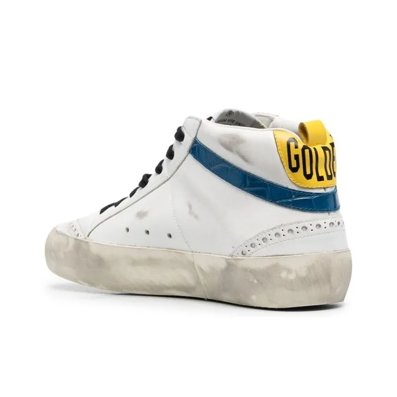 Golden Goose Mid Star Stylish Skateboarding Shoes Men's White-3