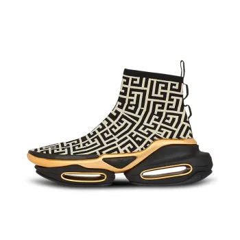 BALMAIN B Bold Chunky Sneakers Women's High Top Black/White