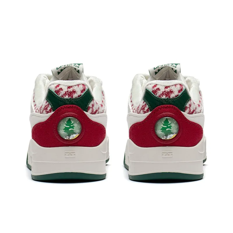LiNing Yuebai Warm Low-Top Skateboard Shoes Unisex White Red Green-3