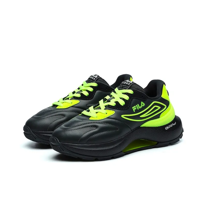 FILA Flusso Icona Anti Slip And Wear Resistant Coverage Low Top Casual Shoes Women's Black Green-3