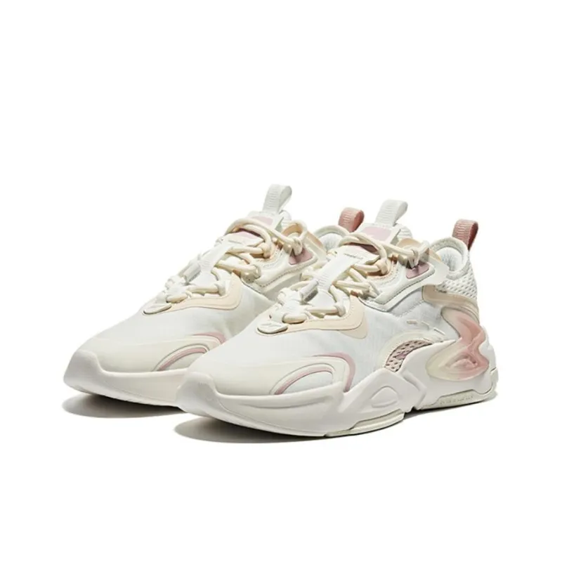 Erke Soaring Anti Slip Wear Resistant Low Top Sports Casual Shoes Women's White Brown Pink-1