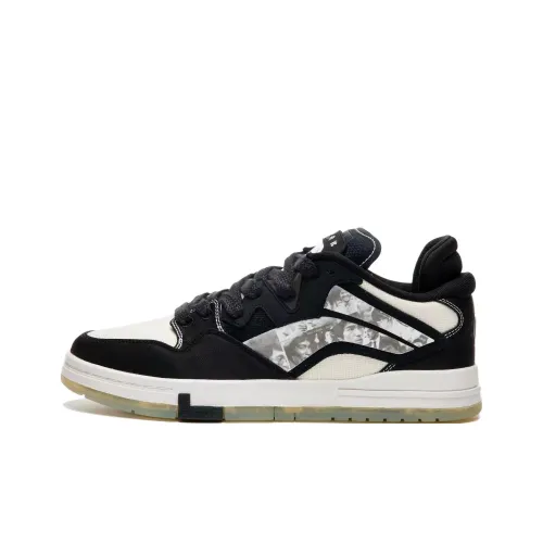 LIXIAOLONG x LiNing Wave Pro Anti Slip Wear Resistant Low Top Skateboard Shoes Men's Black White