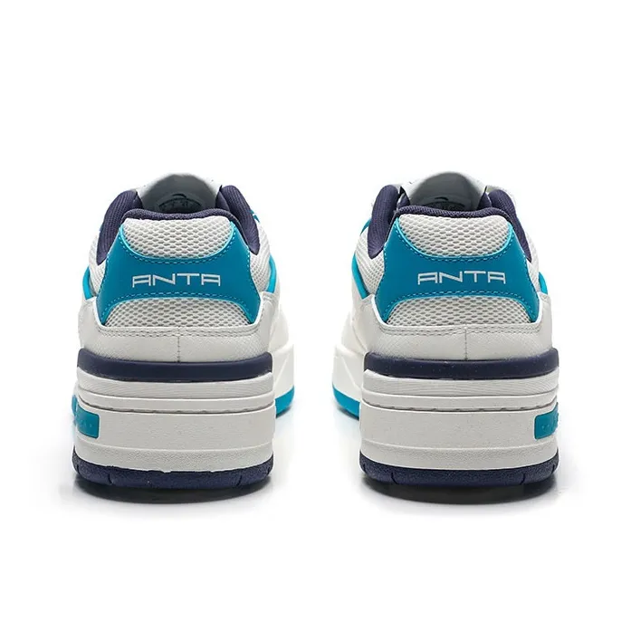 Anta Flame 4.0 Anti Slip Wear Resistant Low Top Skateboard Shoes Men's White Blue-4