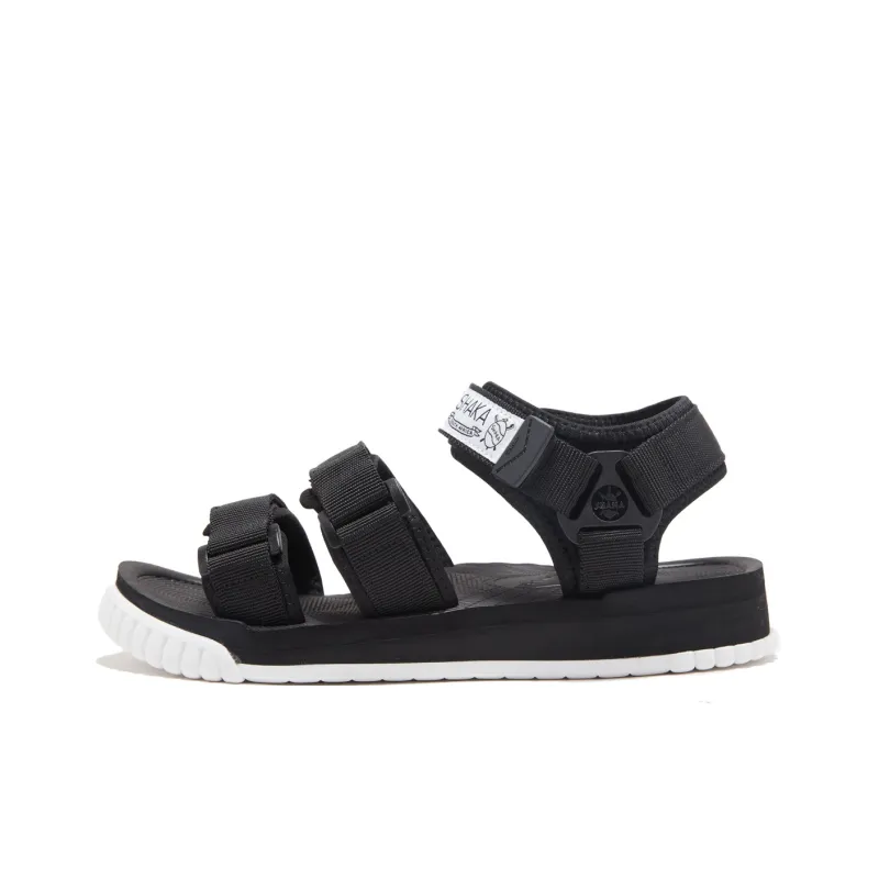 SHAKA Neo Bungy Hook and Loop Beach Sandals Unisex Black White-0
