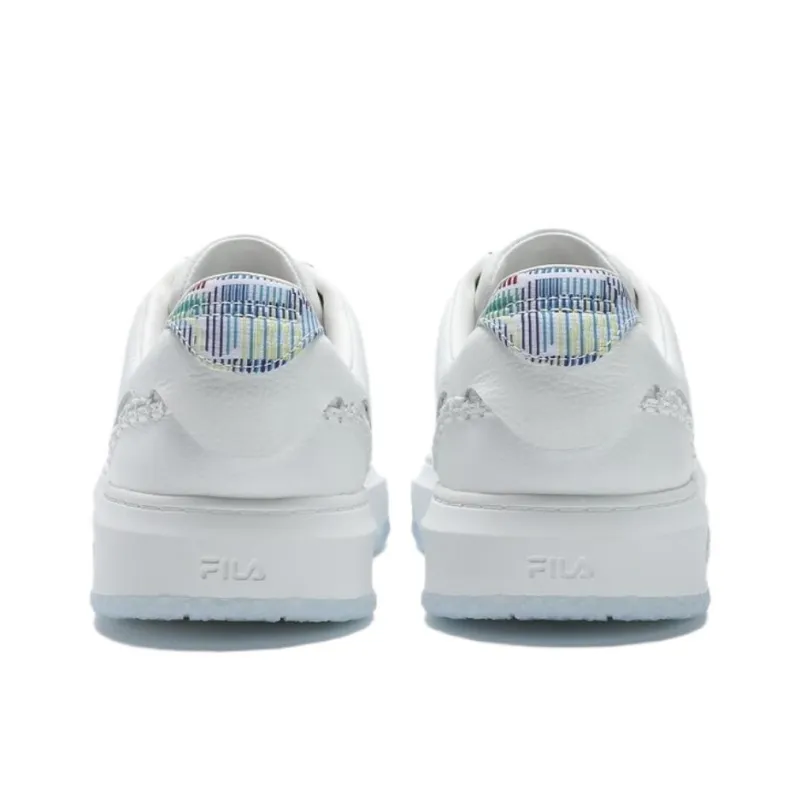 FILA OLIMPICA Anti Slip Wear Resistant Low Top Skateboard Shoes Women's White Blue-3