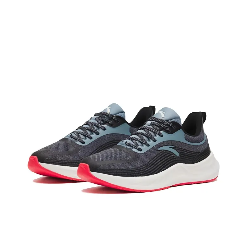 Anta Martian Foam Cushioning, Slip Resistant, And Abrasion Resistant Low Top Running Shoes Men's Black Gray Blue-1